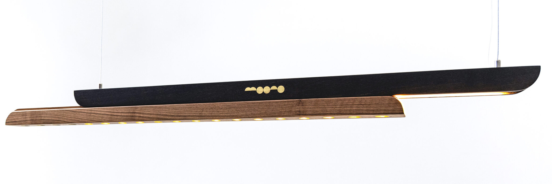 MOONO Sliding Lighting – Sculptural Oak & Walnut Light with Adjustable Glow